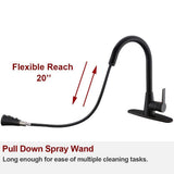 VALISY Modern Comercial Lead-free Antique Pull Out Sprayer Stainless Steel Oil Rubbed Bronze Kitchen Faucet, Kitchen Sink Faucets Black with Deck Plate