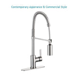 Enzo Rodi Modern Design Commercial Style Single Handle Pull Down Kithen Sink Faucets, for 1-3 Holes Installation, Made by Low-lead Solid Brass, Stainless Steel, ERF7357391AP-10