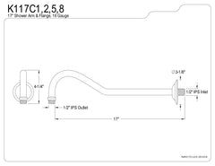 Kingston Brass K117C5 Designer Trimscape Showerscape 17-Inch Shower Arm, Oil Rubbed Bronze
