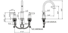 Derengge LFS-0188-ORB Solid Brass Two Handle 8