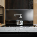 KES Commercial Stainless Steel Pot Filler Folding Stretchable Double Joint Swing Arm Wall Mount Kitchen Faucet Single Hole Two Handle Kitchen Sink Faucet, Brushed Finish KN924