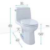 TOTO MS854114ELG#01 Eco Ultramax ADA Elongated One Piece Toilet with Sanagloss, Cotton White