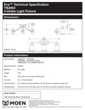 Moen YB2863BN Eva Collection 3 Dual-Mount Bath Bathroom Vanity Light Fixture with Frosted Glass, 9.60 x 10.00 x 20.60 inches, Brushed Nickel
