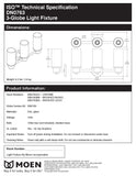 Moen DN0763CH Iso Collection 3 Dual-Mount Bath Bathroom Vanity Light Fixture with Frosted Glass, 9.60 x 20.60 x 10.00 inches, Chrome