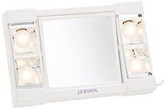 Jerdon J1010 6-Inch Portable Lighted Mirror with 3x Magnification, White Finish