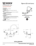 Moen 8126 Commercial M-DURA Two-Handle Wall Mount Utility Faucet 2.2 GPM, Chrome